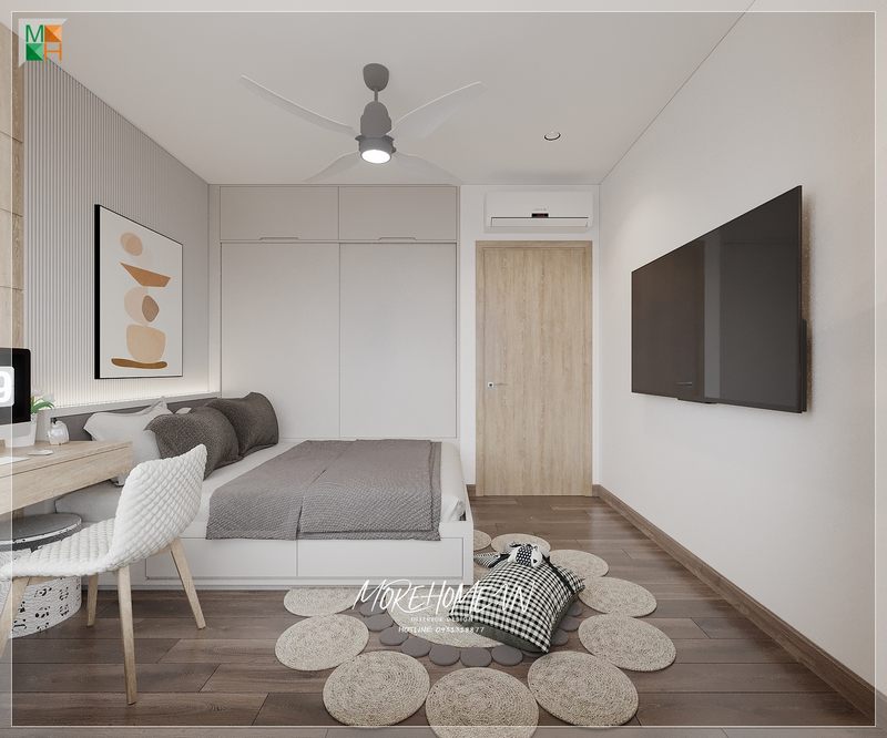 Tủ quần áo cửa lùa 2 cánh gỗ công nghiệp màu xám âm tường hiện đại ngoài chức năng chính còn đóng vai trò là điểm nhấn giúp căn phòng thêm tiện nghi và ấn tượng.