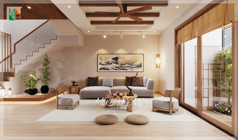 Trang trí những chậu cây xanh giúp trao đổi bầu không khí trong lành dễ chịu không gian sống xanh mát.
